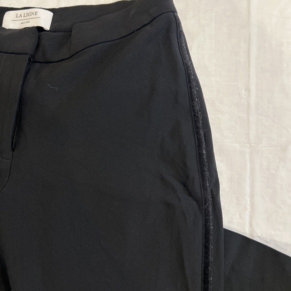 La Ligne Womens Pants Sz 4 Black Slim Bootcut Stretch Tuxedo Stripe Minimalist - Picture 7 of 9
